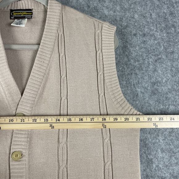 VTG Sears Sportswear Vest Mens XL Beige Knit Fisherman Grandpa Academia 70s 80s - Picture 4 of 12